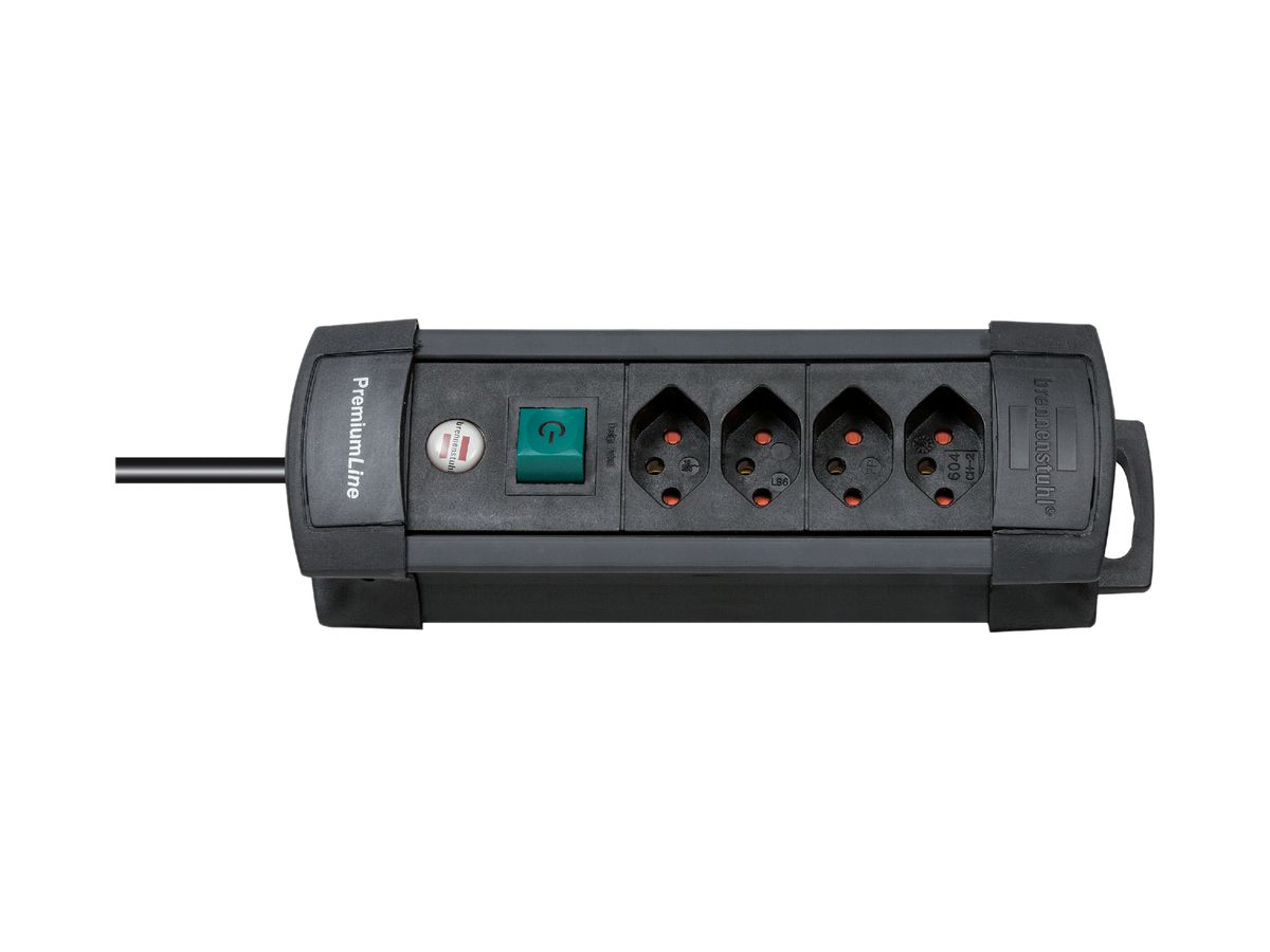 Mehrfachsteckdose 4×T13+S0 2m schwarz