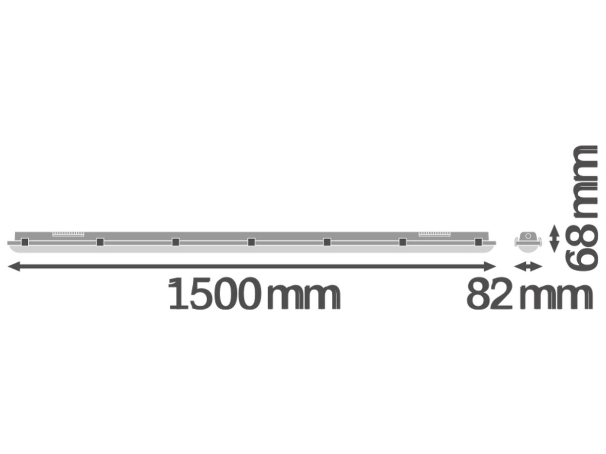 LED-Feuchtraumleuchte LDV DP S 46W 6400lm 4000K 1500mm grau