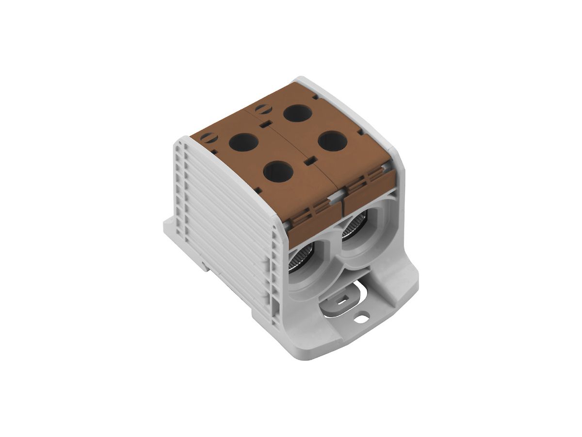 Verteilerblock WM WPD 232 2×185/2×185mm² 353A 1000V TS35 braun