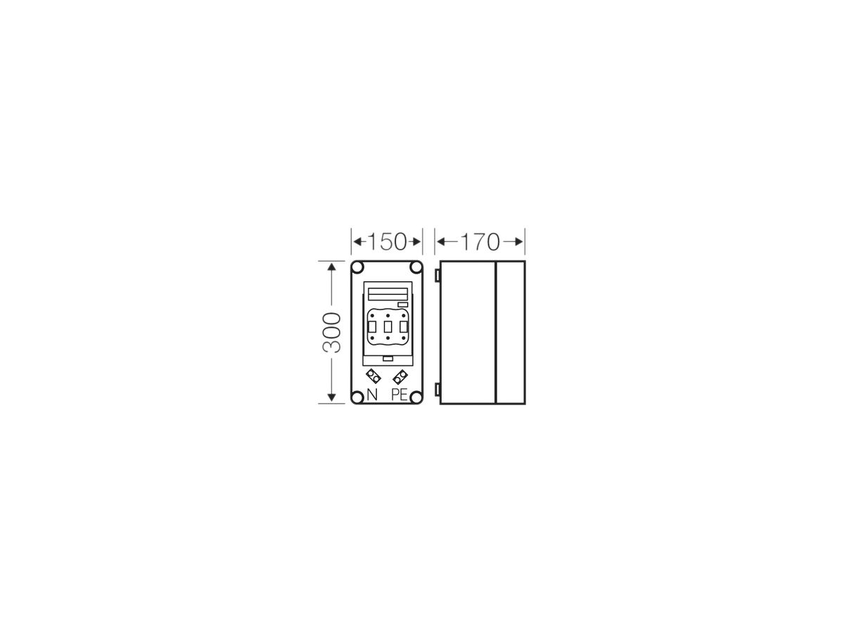 NH-Gehäuse Hensel Mi, 1×NH 00, 125A 3P+PE+N