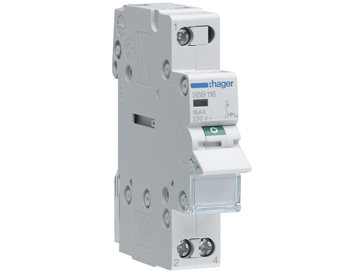 REG-Ausschalter Hager SBB 16A 230V 1 Schliesser 0 Öffner 1 Wechsler