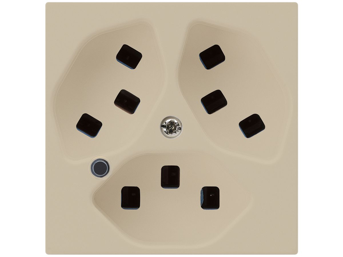 Steckdose Hager kallysto 3×T23 beleuchtet A beige