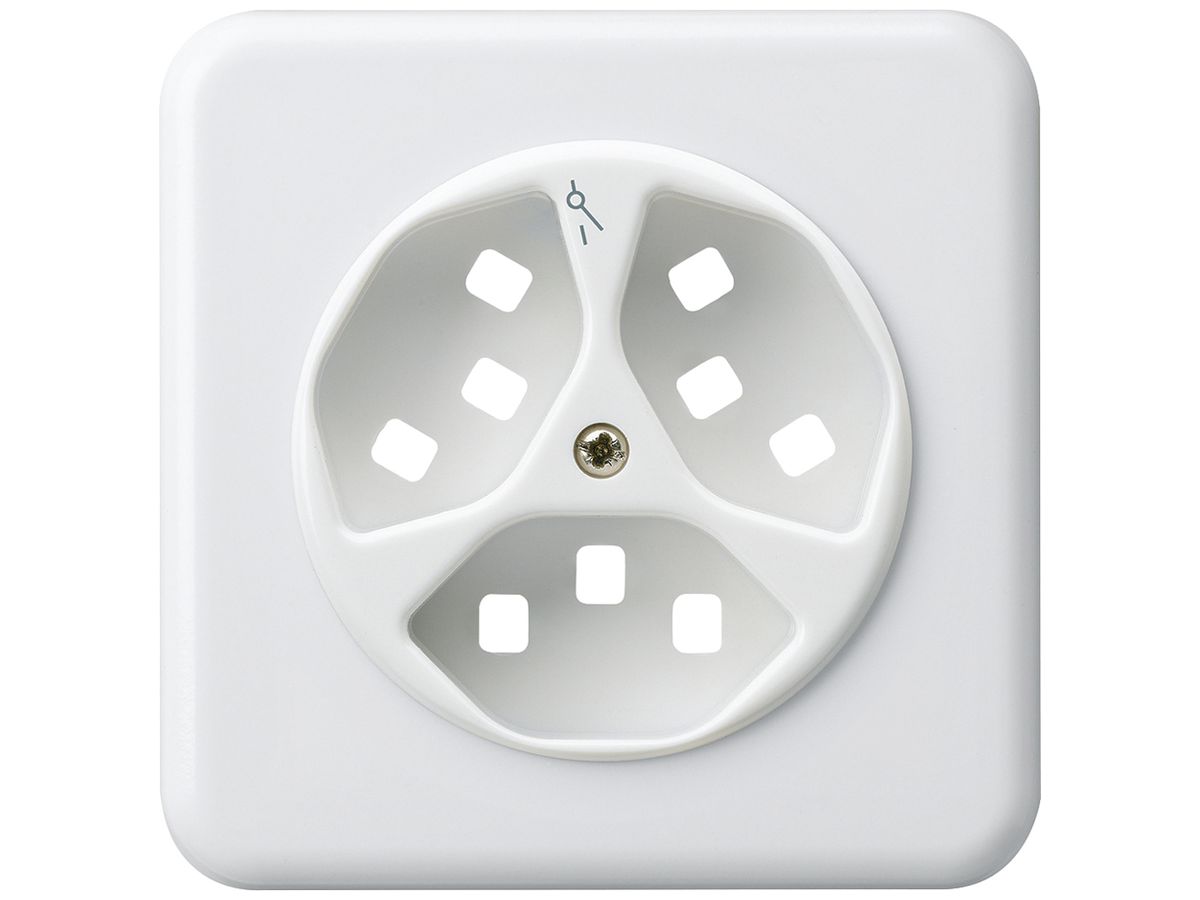 UP-Frontset zu Steckdose Hager basico 3×Typ 23 1×S G weiss