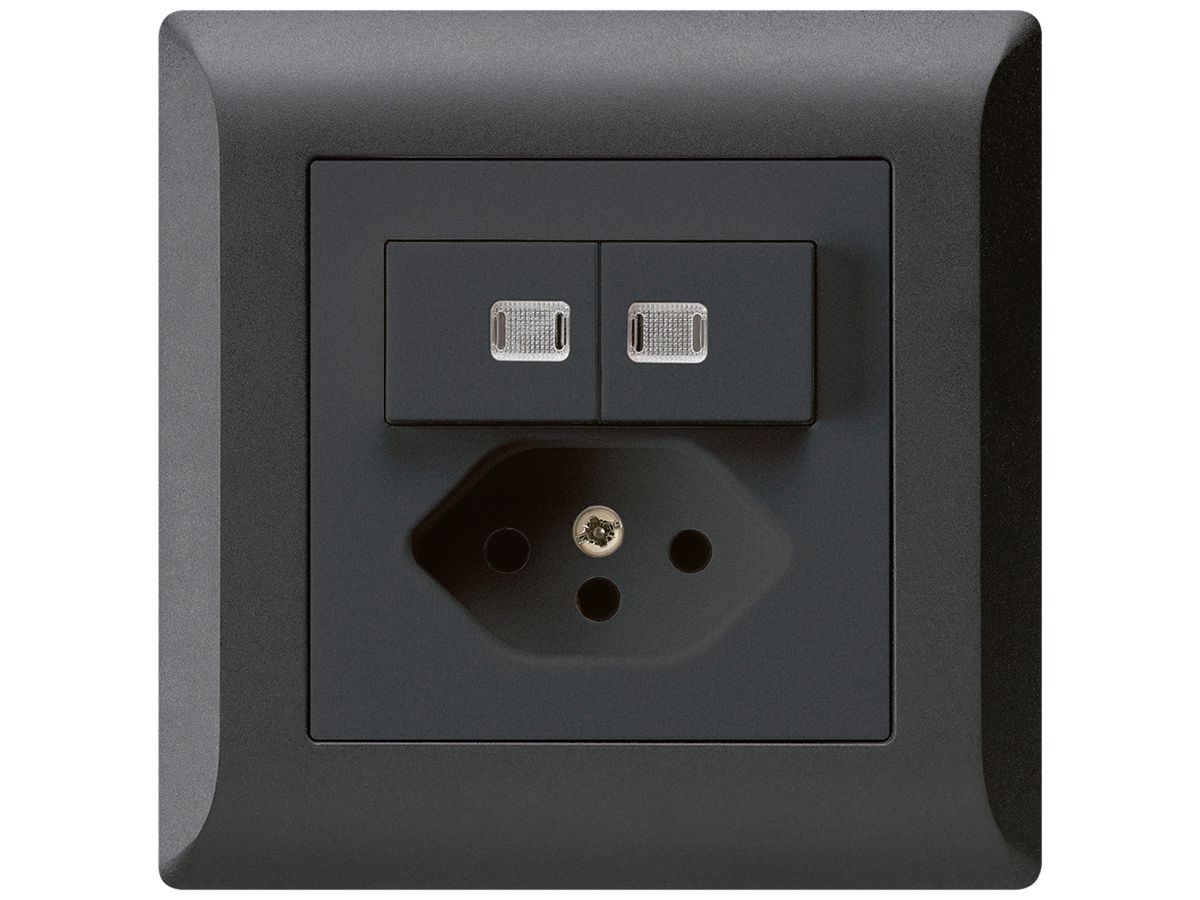 UP-Leuchtkombination 2×A-R/1P+T13 schwarz kallysto.line 2 Linsen