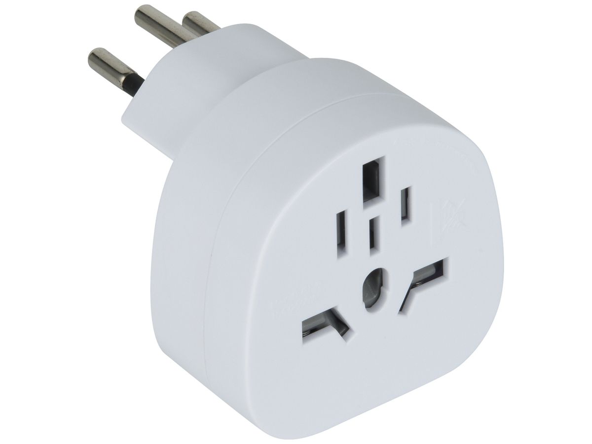 Reiseadapter Stecker T12/ IT BRA UK USA Japan AUS China weiss