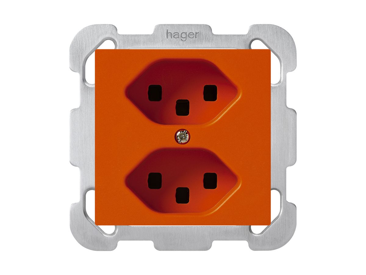 UP-Steckdose kallysto 2×T23 orange mit Steckklemmen