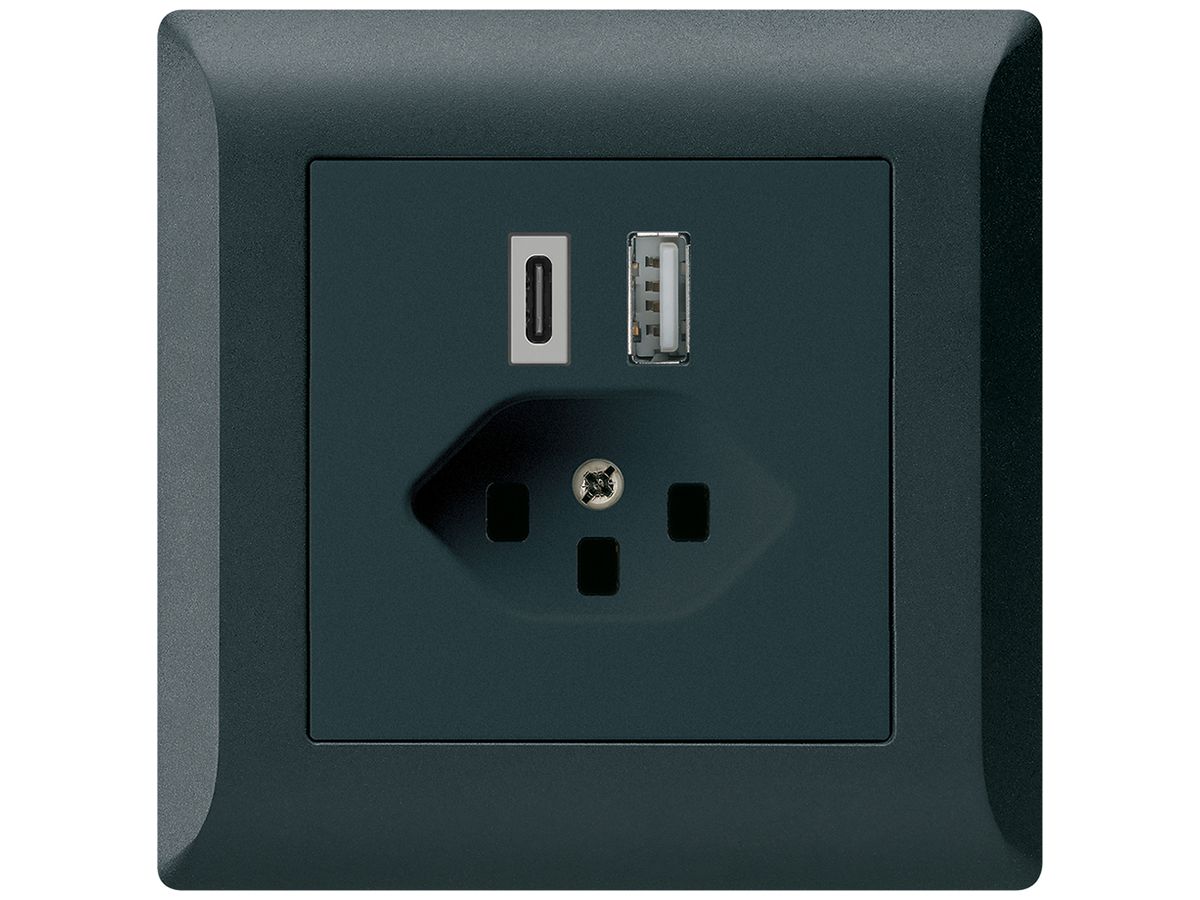 UP-USB-Ladesteckdose kallysto.line 18W PD 1×Typ A 1×Typ C T23 schwarz