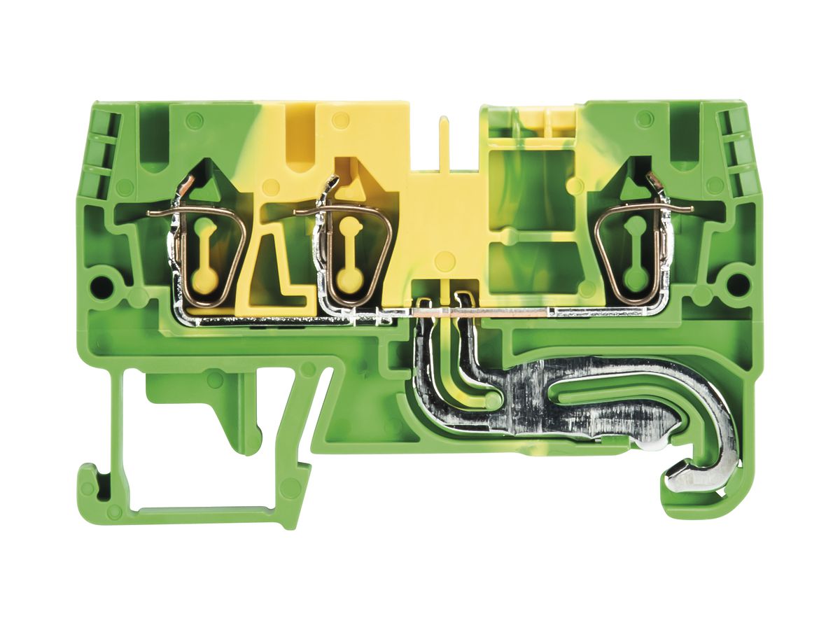 Schutzleiter-Reihenklemme WKFN 0.13…4mm² 3×Federz.1 Etage Hutschiene TH35 gn/gb