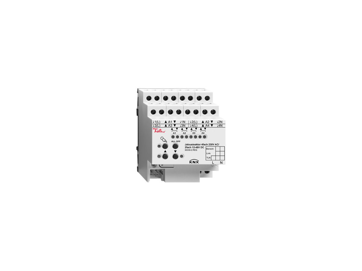 EB-Jalousieaktor KNX 4×230V/2×24VDC 6A 4TE REG-K FH