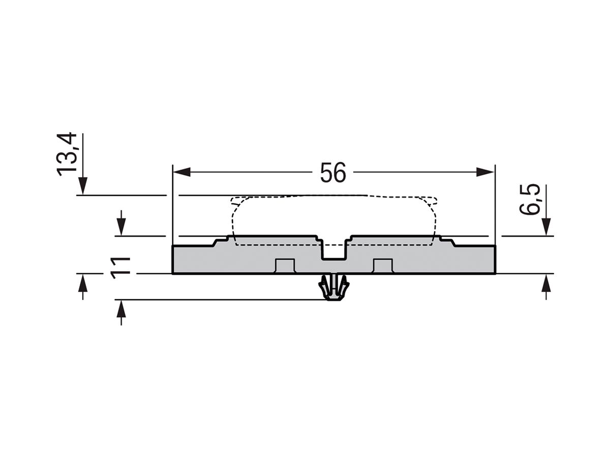 Befestigungsadapter WAGO ohne Zugentlastung 6×4mm² Rastfuss grau