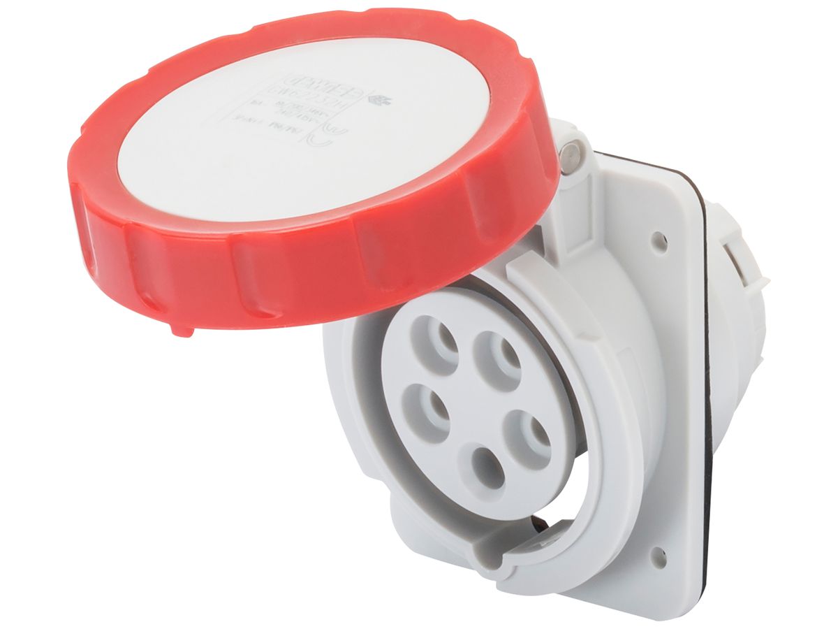EB-Steckdose CEE Gewiss 309 HP 5P 32A 400V rt 6h IP67 Schraube 95×80mm