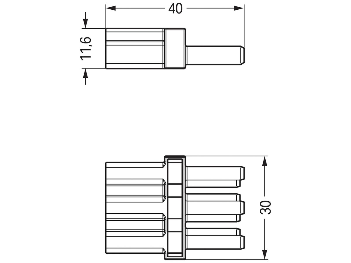 Zwischenkupplung WAGO 3L Buchse/Stecker weiss
