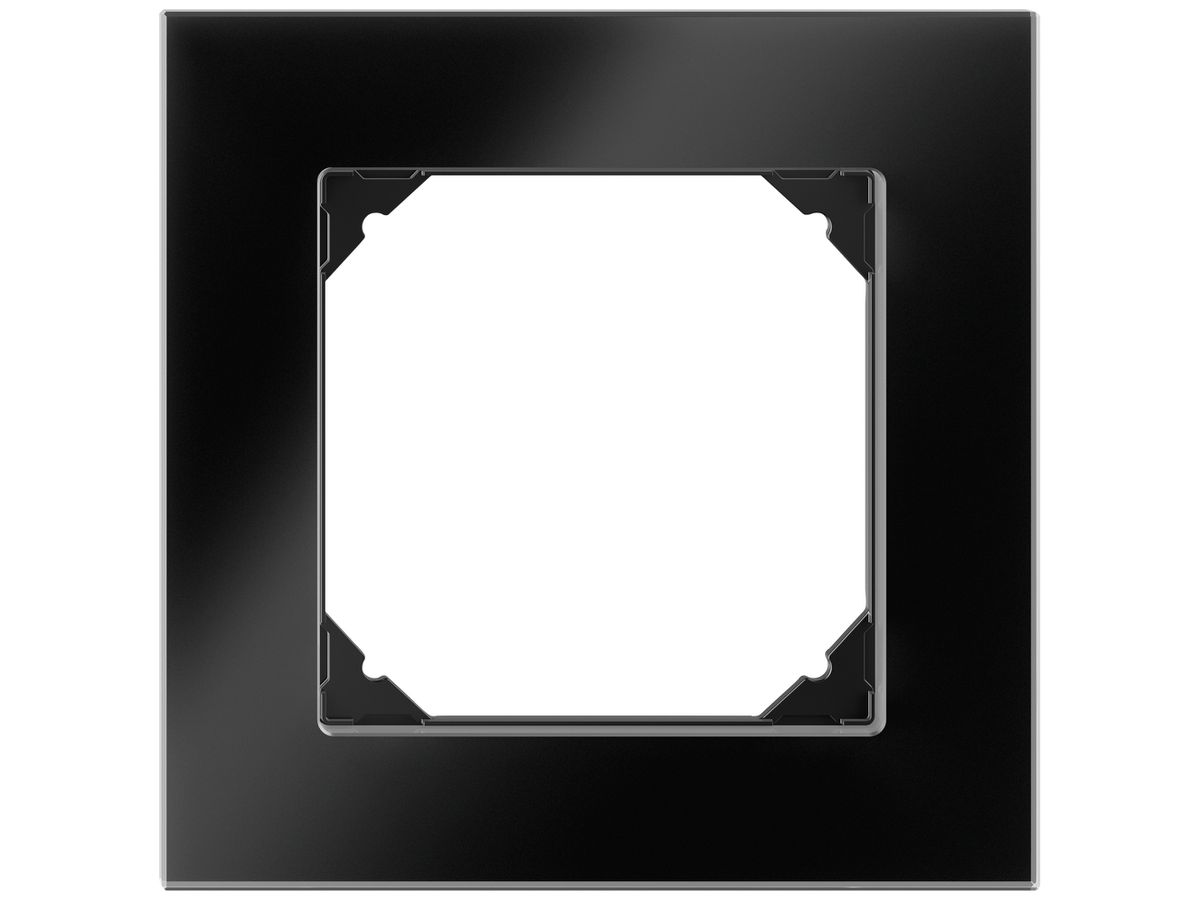UP-Abdeckrahmen EDIZIO.liv prestige SNAPFIX® 1×1 94×94mm glas schwarz