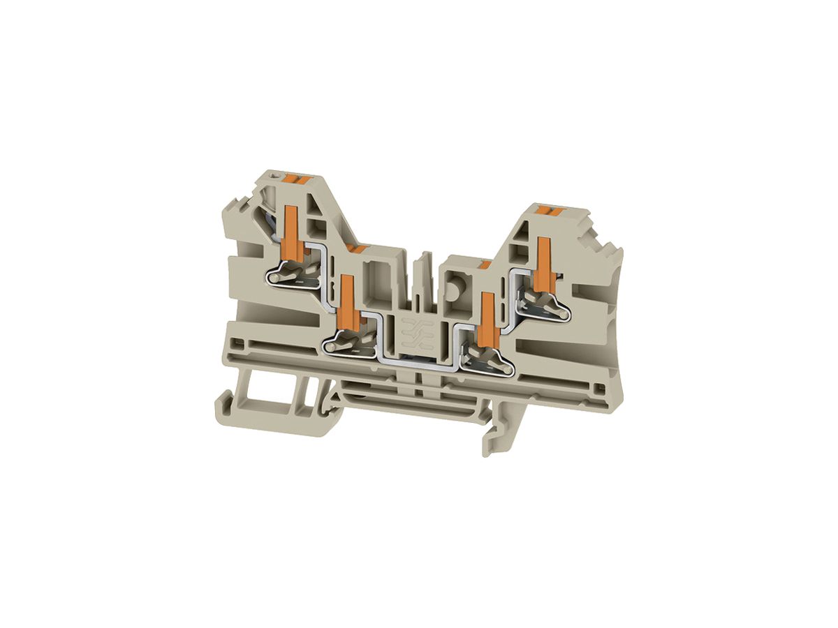 Durchgangs-Reihenklemme WM AL4C 4 4mm² 32A 1000V PUSH IN 4×1 TH35 beige