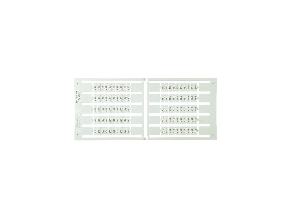 Bezeichnungsschildchen 5×9mm 1×301…400, 5 Kart. zu 100