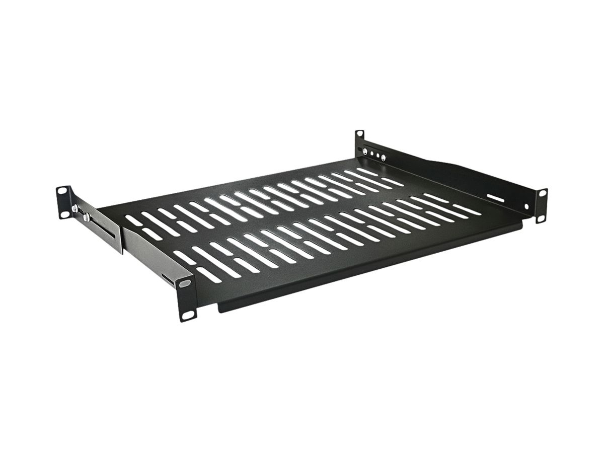 Geräteträger 19" VALUE 1HE 440×350mm T=363…460mm max. 25kg Stahl schwarz
