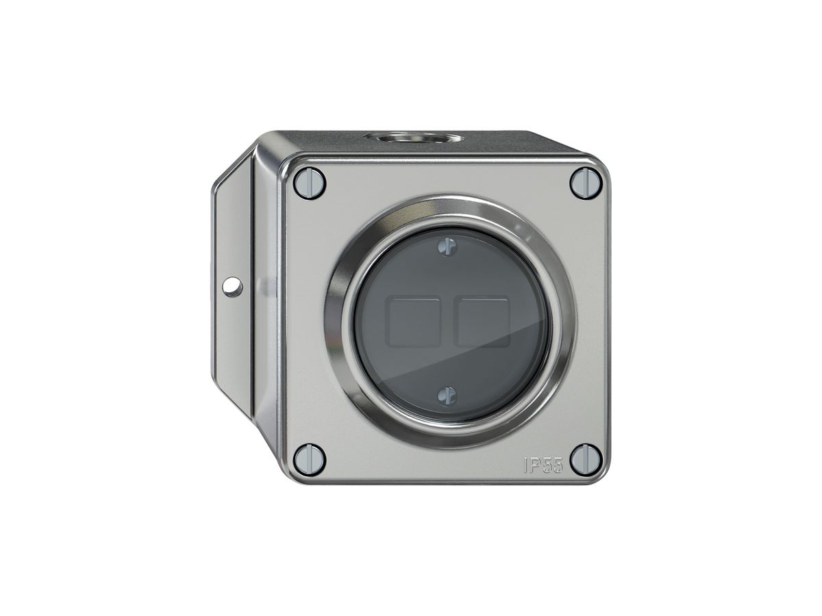 AP-Druckschalter ELEMENT Wiser SNAPFIX® m.Nebenstelle 2T 2B Aluminium