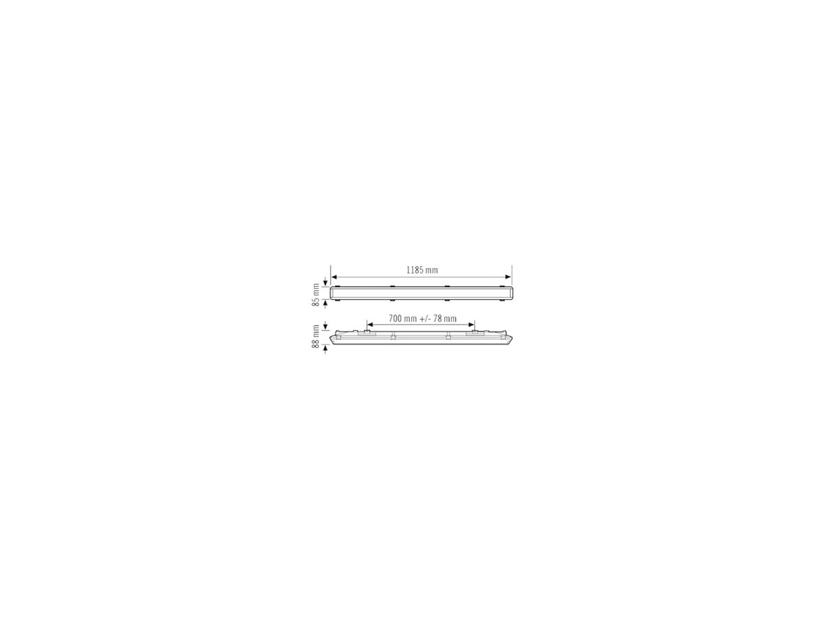 LED-Feuchtraumleuchte ESYLUX OLIVIA-2 EM 36W 5300lm 840 IP66 grau