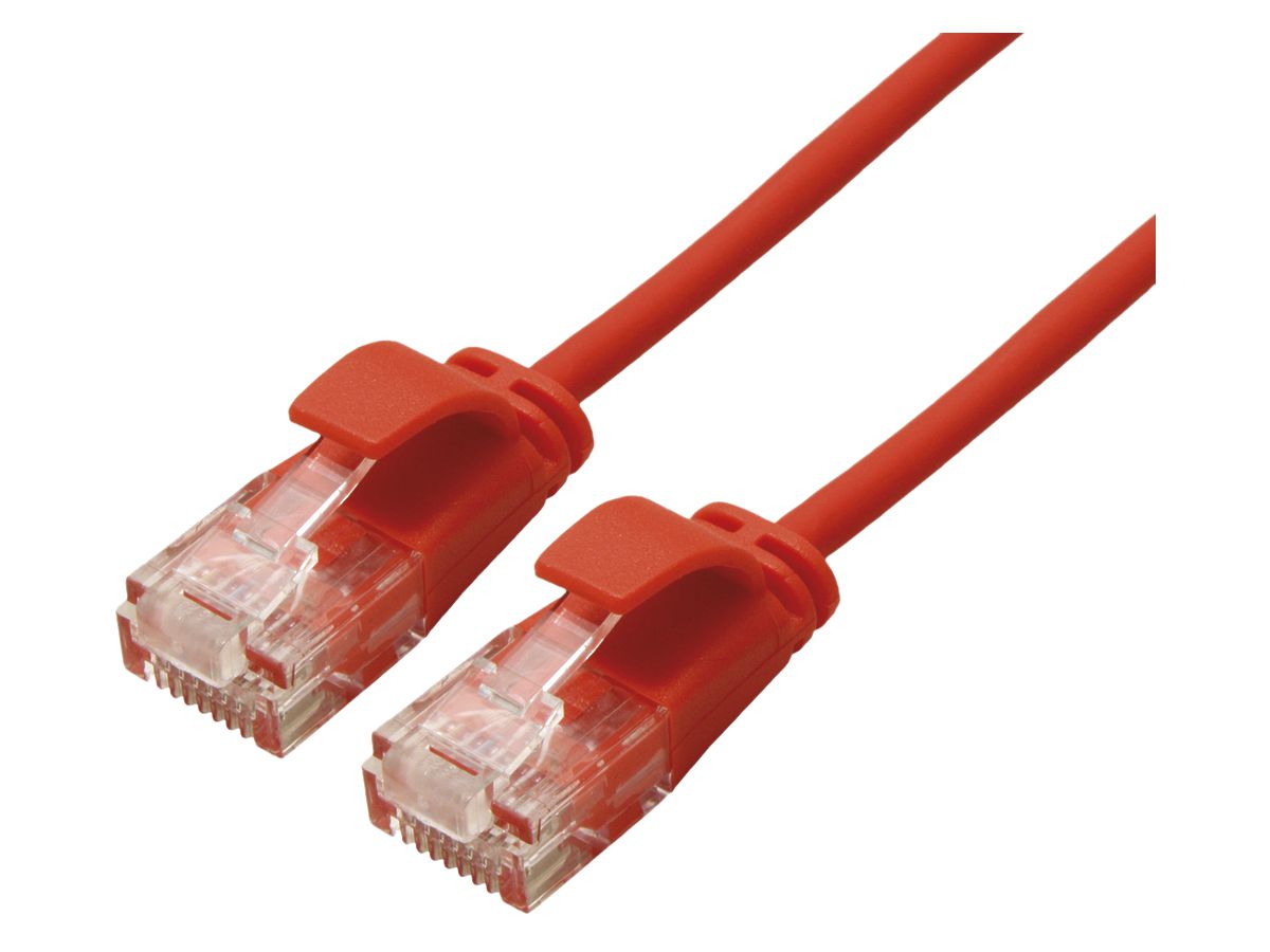 Patchkabel RJ45 ROLINE Slim, Kat.6A U/UTP, rund, rot, 1.5m