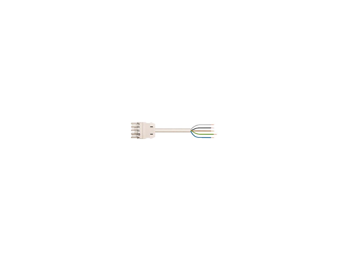 Anschlussleitung WINSTA MIDI 5×2.5mm² 20A 400V 1m Kod.A Kupplung/frei weiss