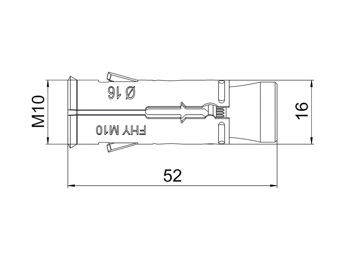 Hohlraumdübel BET FHY M10 53mm St galvanisch/ elektrolytisch verz.