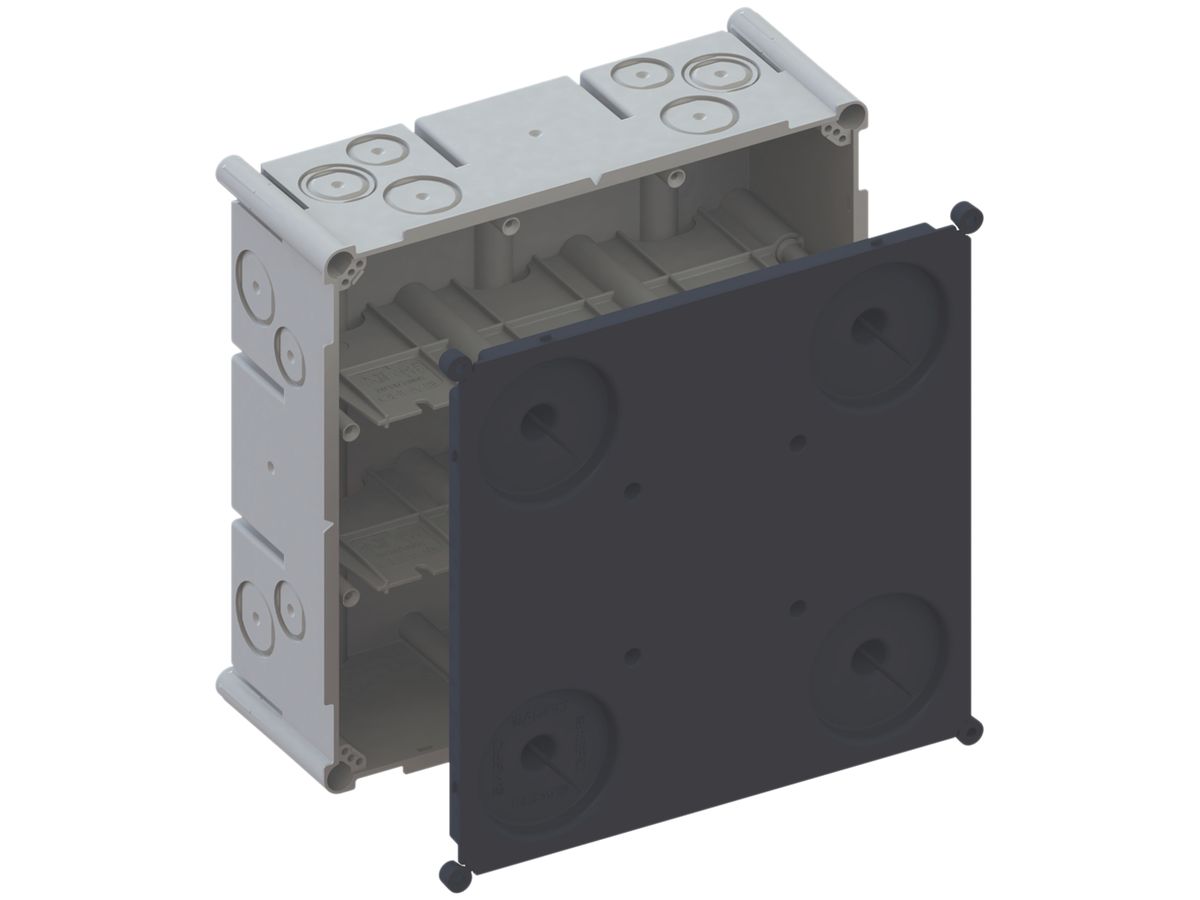UP-Einlasskasten AGRO 3×3 650°C mit Schutzdeckel, M20/25, grau