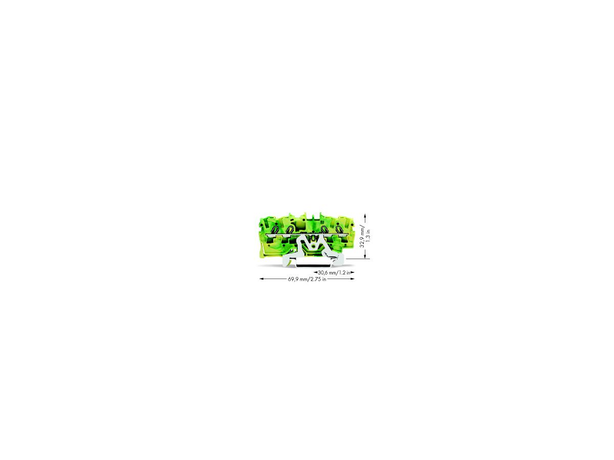 Durchgangsklemme WAGO TOPJOB S 2.5mm² 4L grün/gelb Serie 2002
