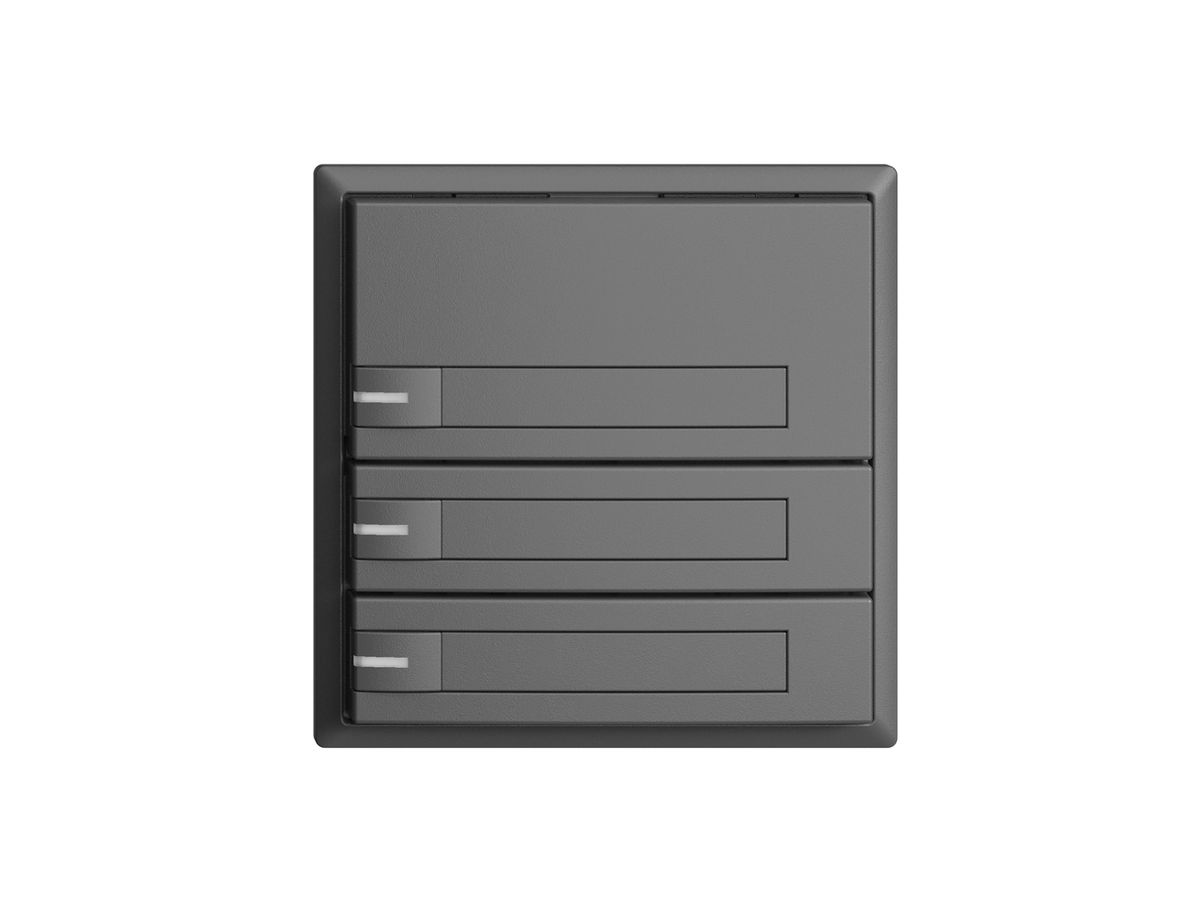 KNX-Taster RGB EDUE, 250mW, m.RGB-LED, m.Papiereinlage, 3×Taste, 1×Tastenb., dgu