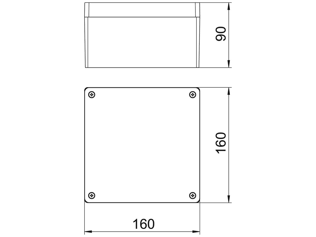 Leergehäuse BET Mx SGR 160×160×90mm Alu IP66 silbergrau