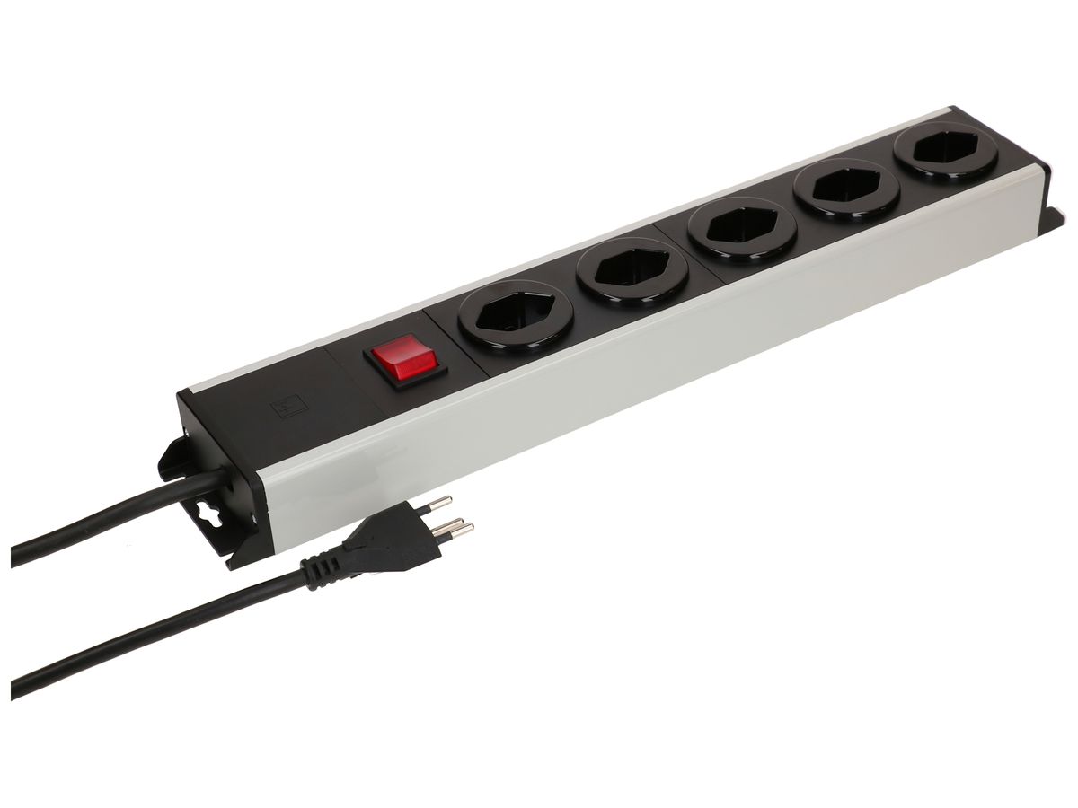 Steckdosenleiste MH POWER LINE 10A Schalter 5×T13 3m grau-schwarz