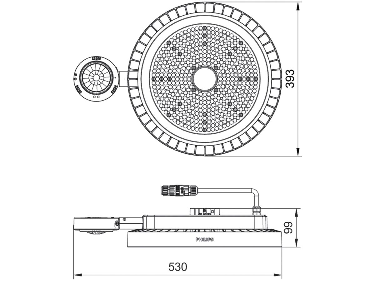 LED-Hallenstrahler CoreLine BY122X 133W 20000lm 4000K IP65 WB DIM grau