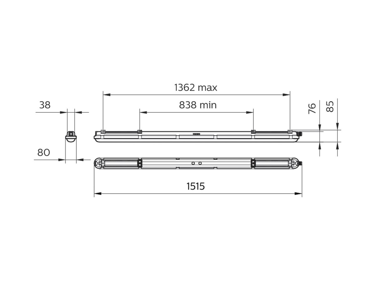 LED-Nassraumleuchte CoreLine WT120C G2 LED65S/840 WIA 3h 1.5m