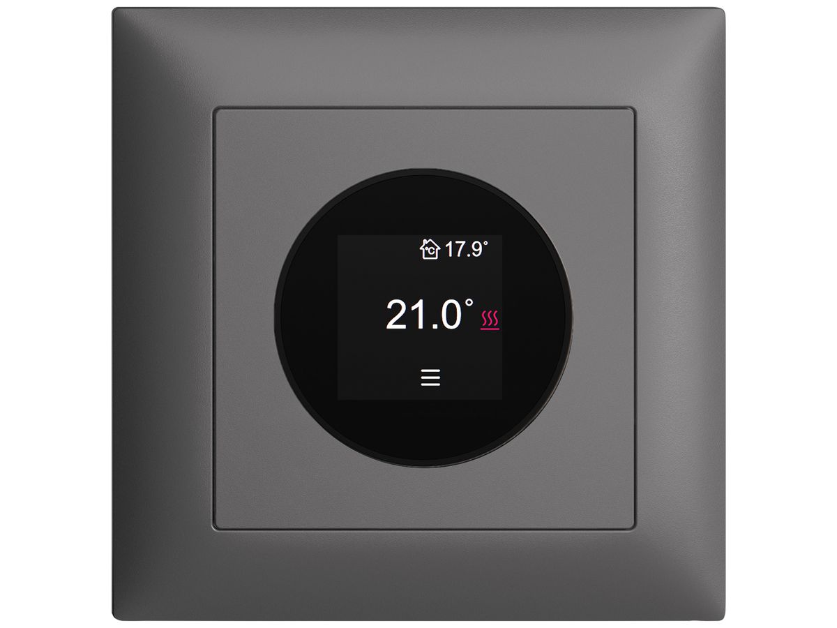 UP-Raumthermostat EDIZIOdue 230VAC 4…30°C 88×88mm dunkelgrau