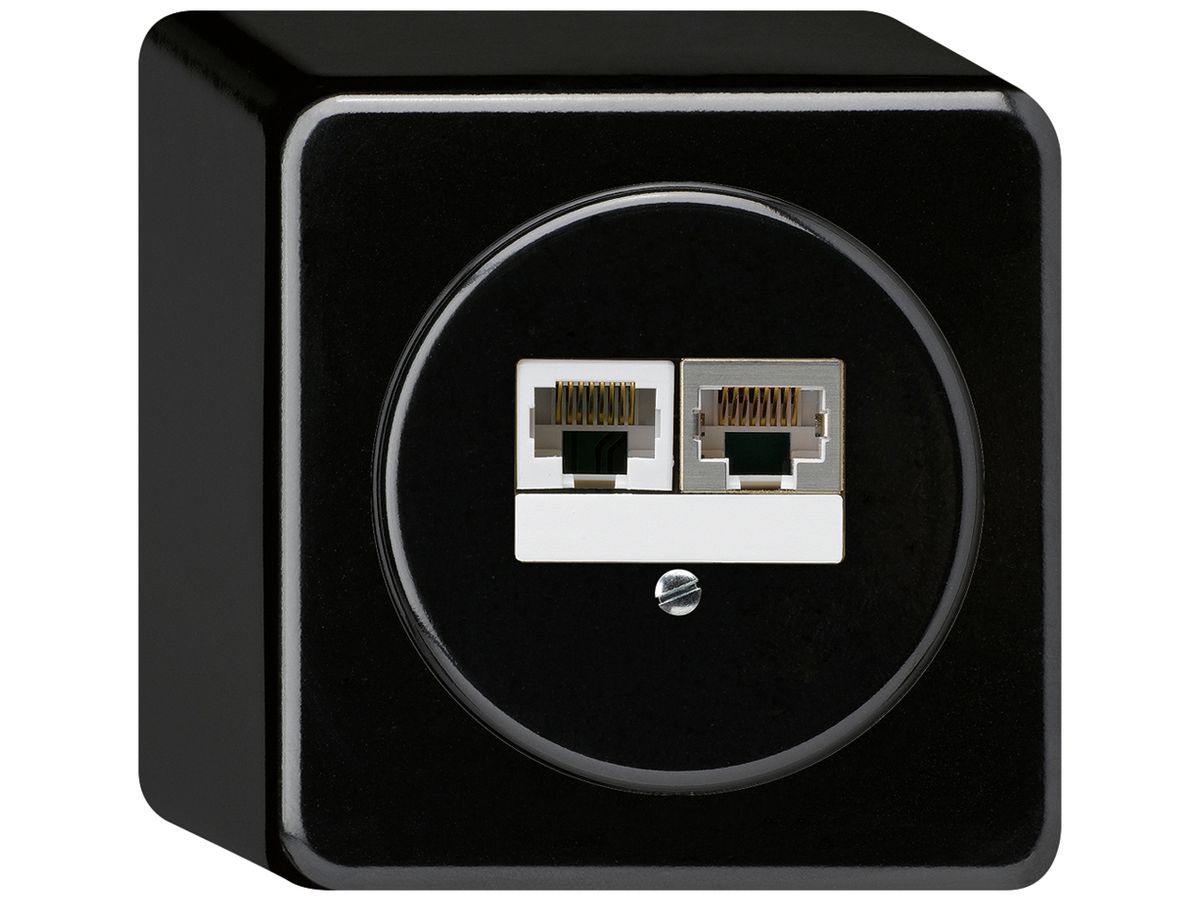 AP-Anschlussdose basico 2×RJ45s+u getrennt schwarz