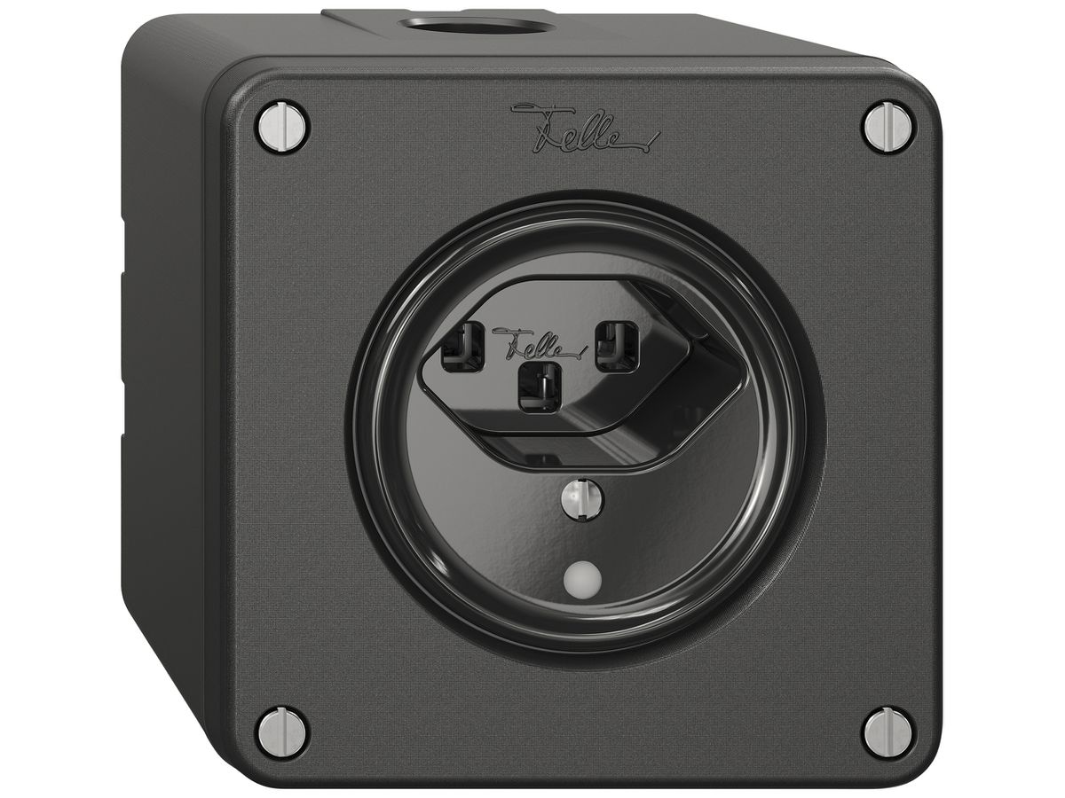 AP-Steckdose NEVO SNAPFIX® 1×T23 16A 250V beleuchtet 87×87×64mm IP21 sz