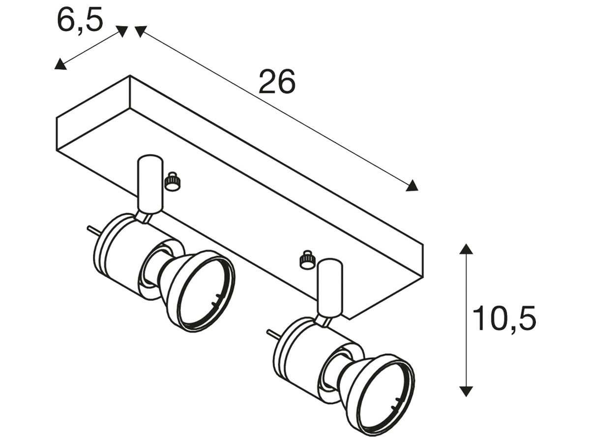 Decken-/Wandleuchte SLV ASTO, 2×GU10 75W IP20 Aluminium gebürstet