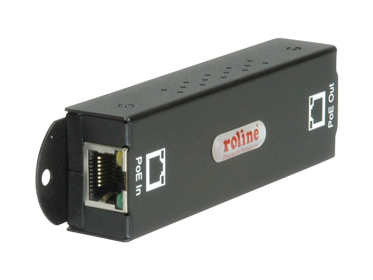 Ethernet Repeater ROLINE, 10/100/1000Mbit/s+PoE, aktiv über PoE (≤2W), ≤20m