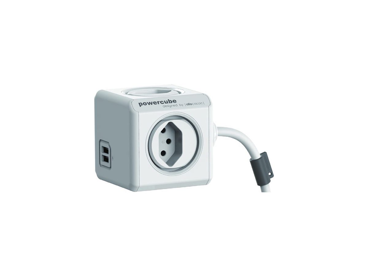 Mehrfachstecker PowerCube Extended 4×T13 2×USB-A 1.5m 3×1mm² ws