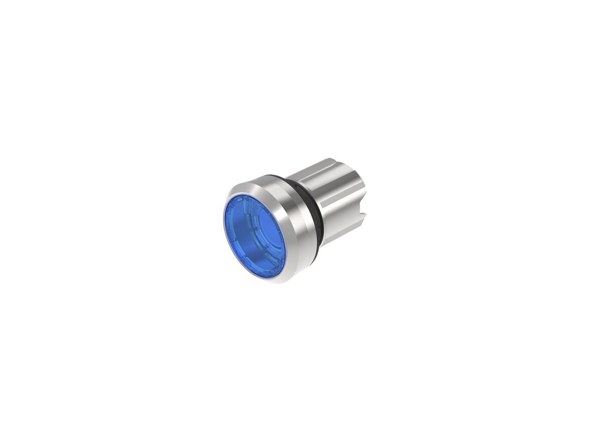 Leuchtdrucktastervorsatz EAO45 hoch blau Ø22.3mm IP67/IP69K Ring Silber
