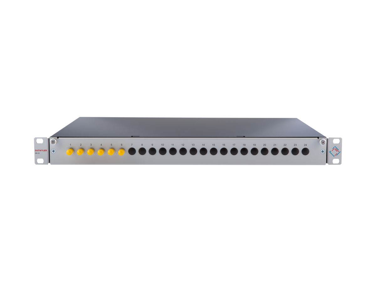 Spleissbox 19" Dätwyler 1HE 6×ST/PC 6×FP 2m, Metall