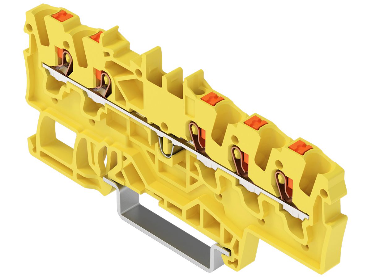 Durchgangs-Reihenklemme WAGO TOPJOB S 1.5mm² 24A Push-in 5×1 TH35 gelb