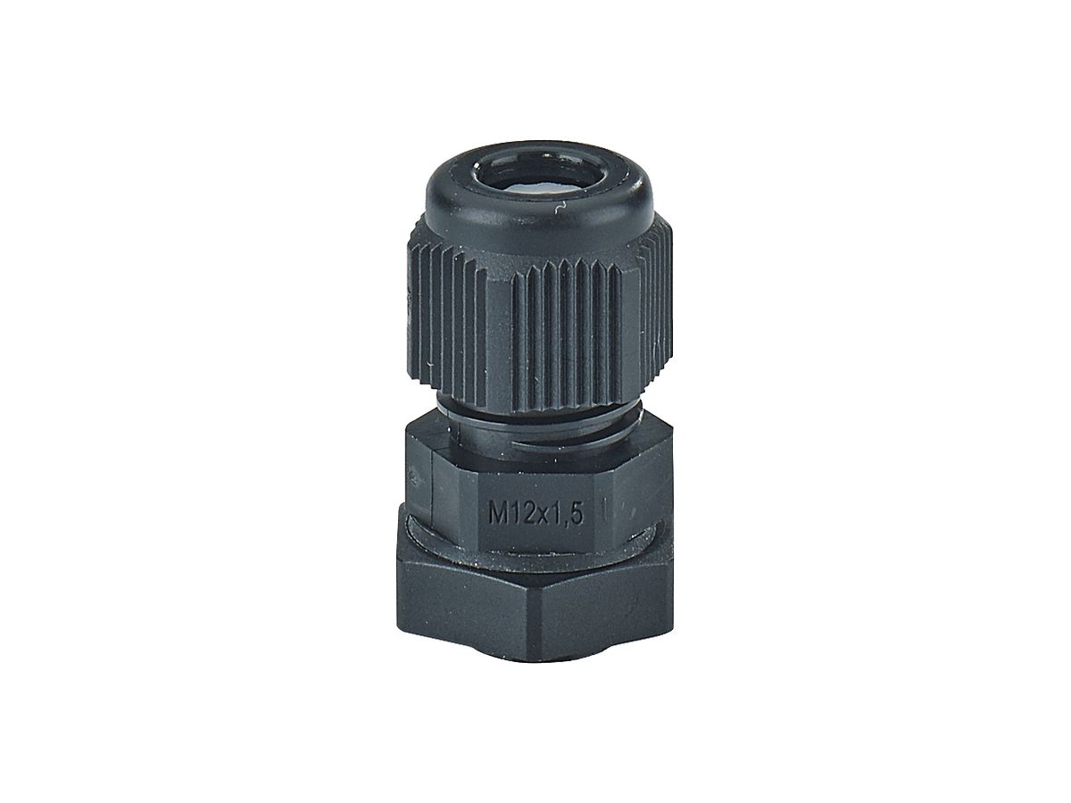 Kabelverschraubung Hensel IP66/IP67/IP69, M12, schwarz, GDP IEC 60695-2: 960°C