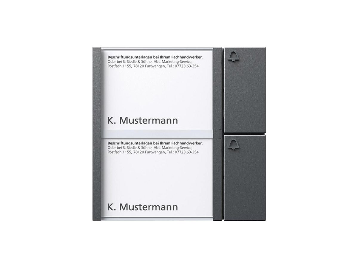 Tasten-Modul Siedle, mit 2 Namensschildern, 2 Ruftasten mit Glockensymbol, gu