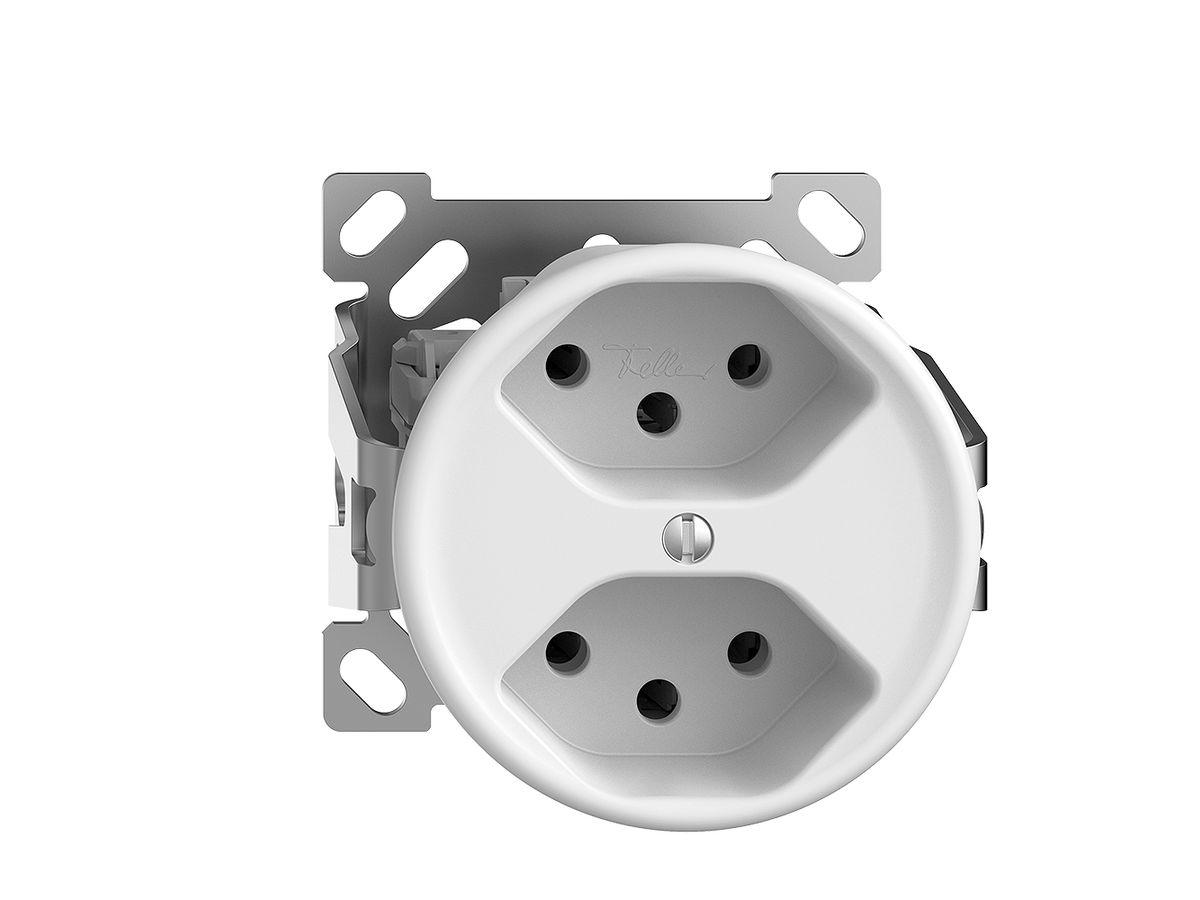 AP-Steckdose STANDARDdue 2×T13 1×S weiss ohne Kappe