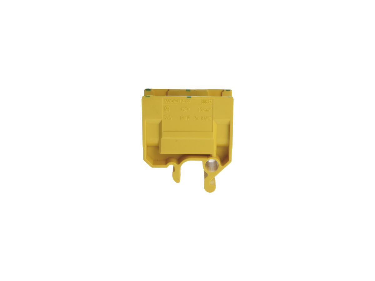 Abzweigklemme Woertz 4…10mm² 57A 750V Schraubanschluss 2×1 G-Schiene grün/gelb