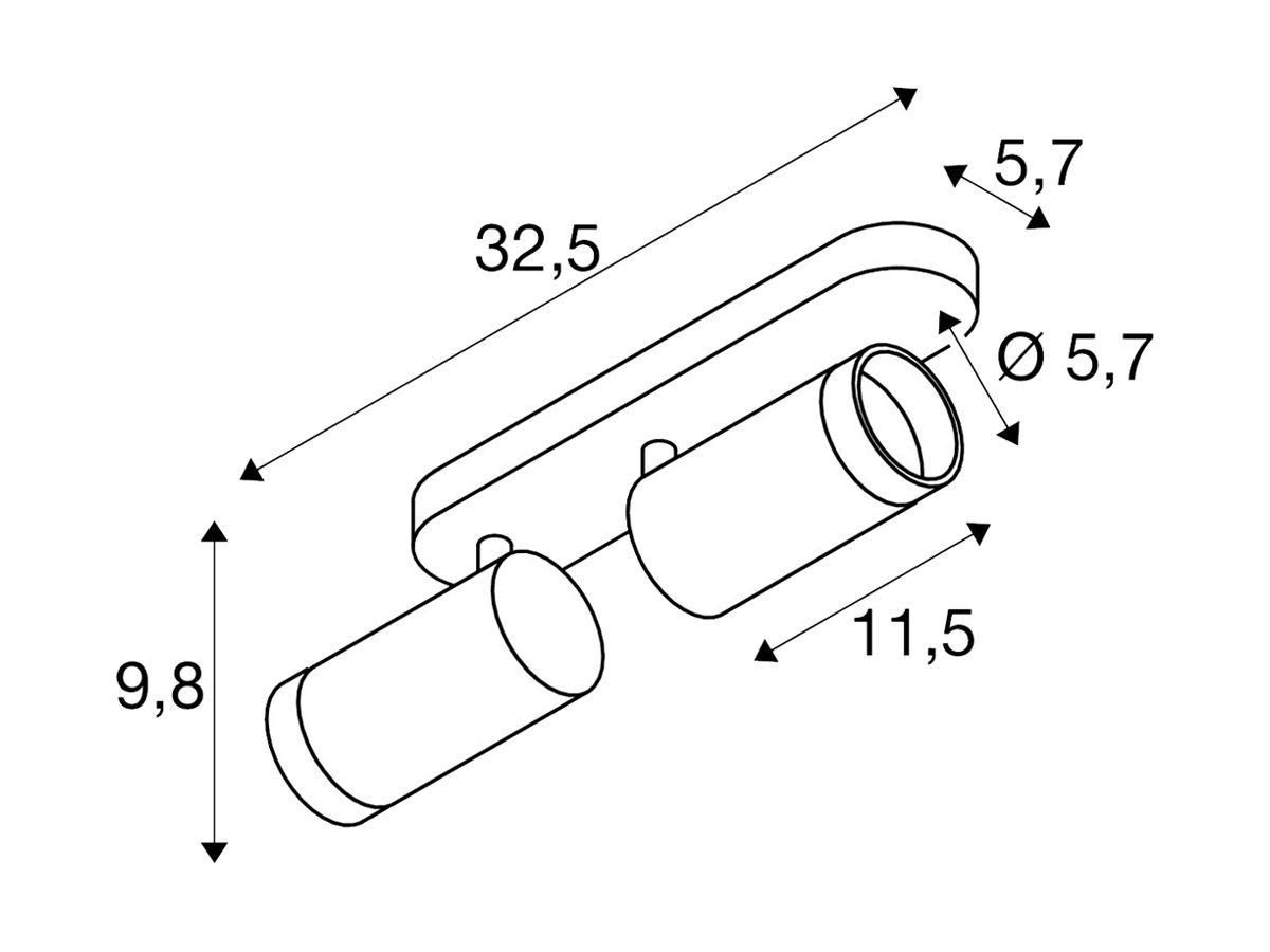 Spot SLV GRIP L GU10 2×6W DIM 325×57×98mm weiss/schwarz