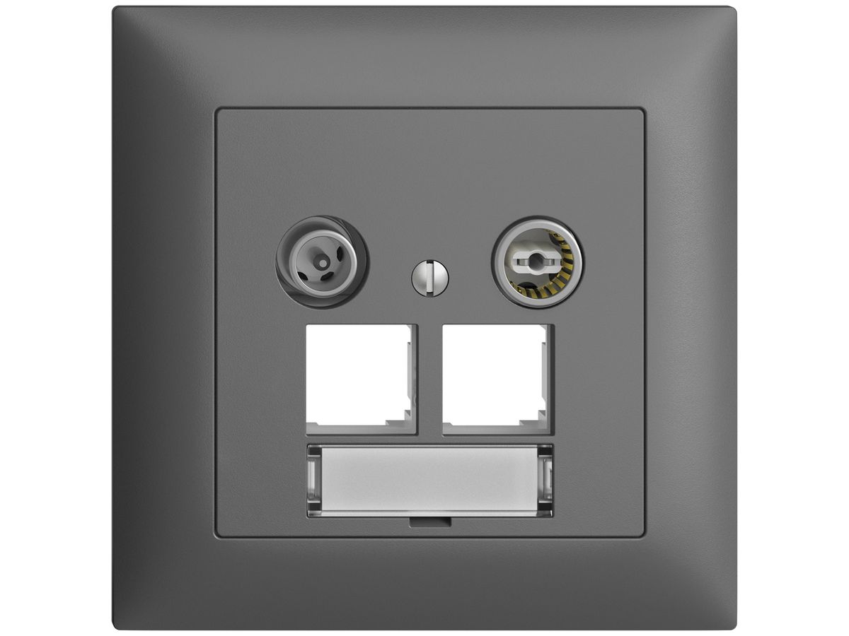 UP-Multimediadose EDIZIOdue FMI EASYNET 15dB, f.2×RJ45 S-One, dunkelgrau