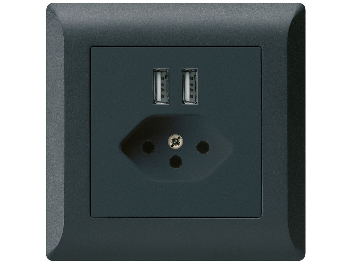 UP-Steckdose 2×USB & T13 kallysto.line 2400mA schwarz