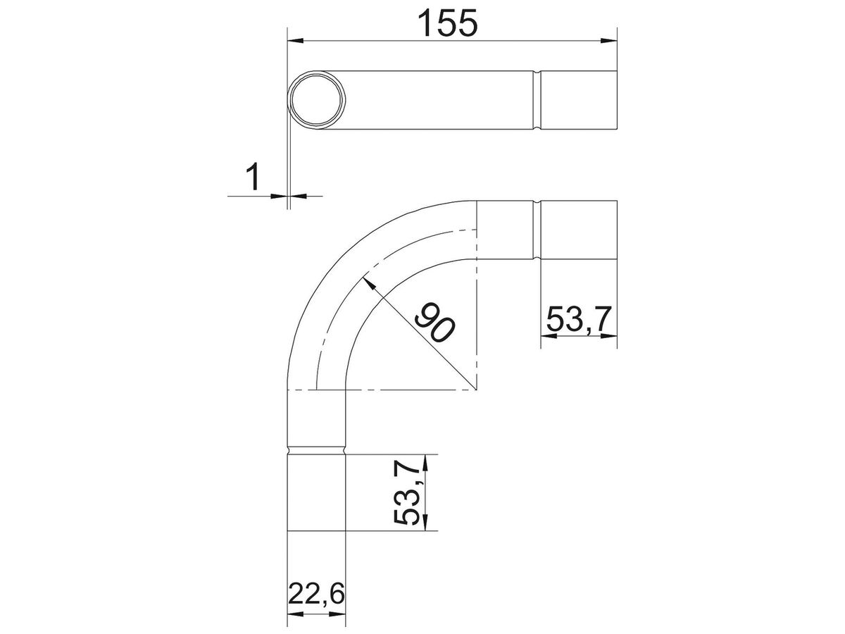 Bogen Bettermann Stapa 90° Ø20mm Stahl galvanisch/elektrolytisch verzinkt Zink