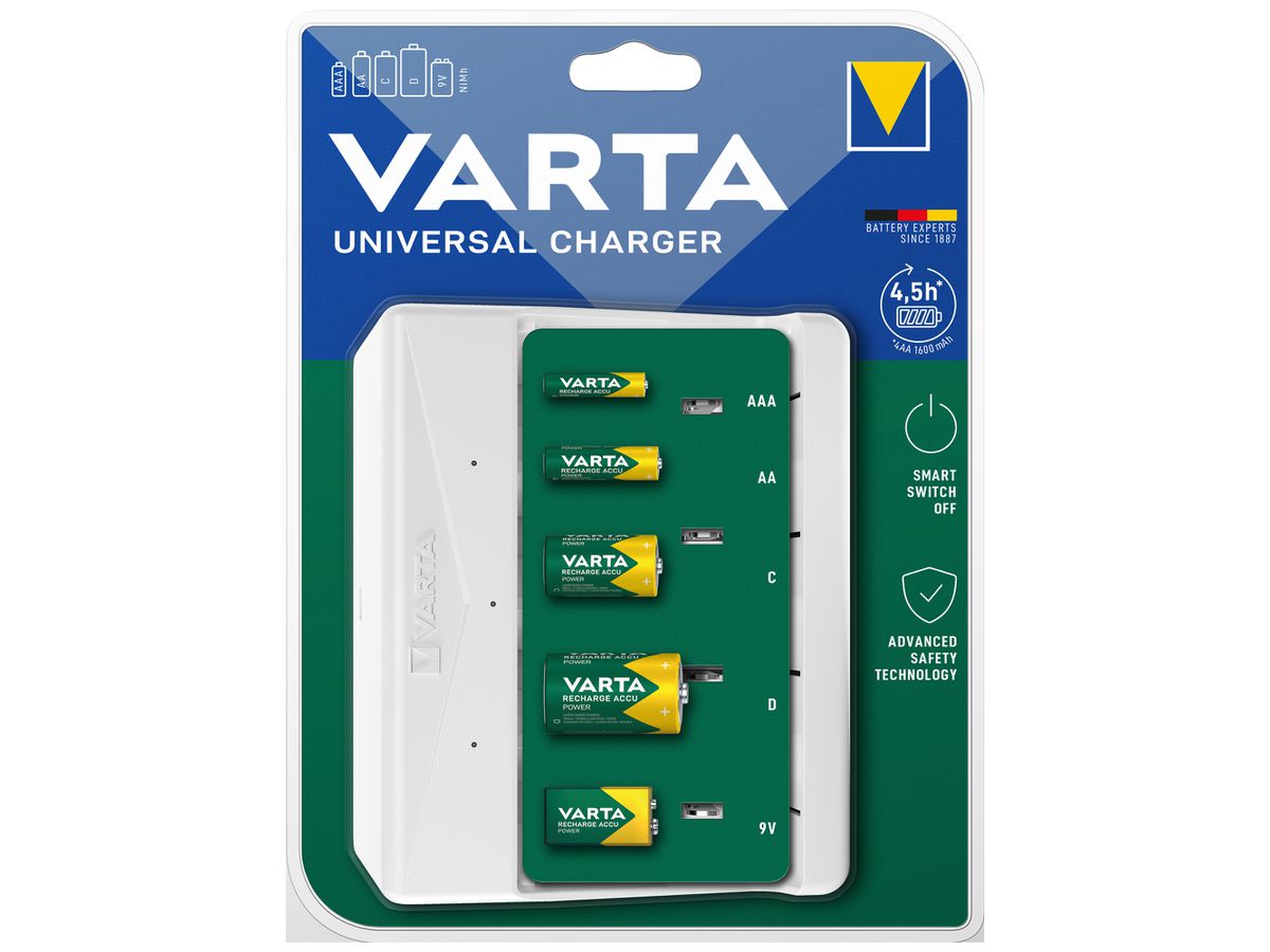 Ladegerät VARTA Universal Charger AA/AAA/C/D/9V ohne Batterien